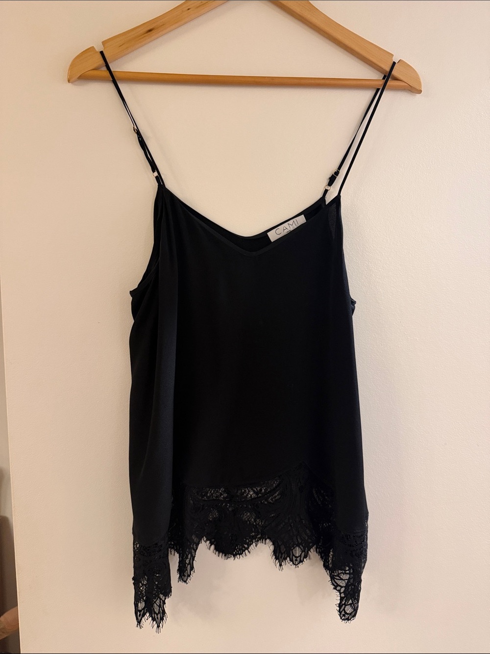 Cami NYC Black Lace-Hem Satin Camisole